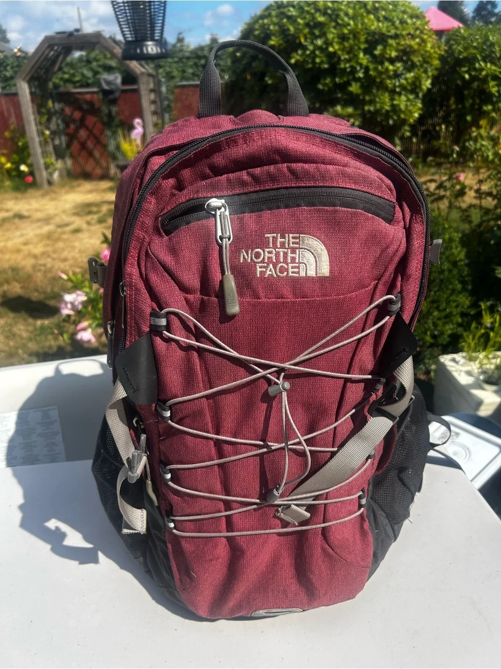 The North Face Burgundy Everyday Backpack with Front Bungee